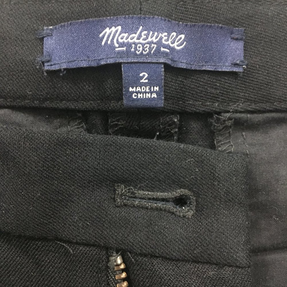 Madewell Womens 2 Black Reade Cotton Blend Flat Front Skinny Low Rise Pants - Picture 7 of 9